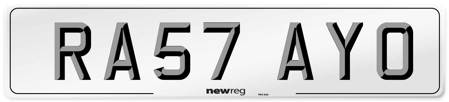 RA57 AYO Number Plate from New Reg